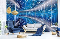 Флизелиновые 3д фотообои на стену 416x254 см Модерный туннель в синем цвете (10073VEXXXL) +клей