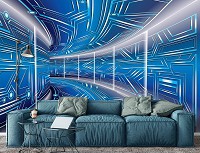 Флизелиновые 3д фотообои абстракция 416x290 см Модерный туннель в синем цвете (10073VEXXXXL) +клей