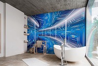 Флізелінові фотошпалери 3д геометрія 368x280 см Модерний тунель у синьому кольорі (10073V10) +клей - вид 9 мініатюра