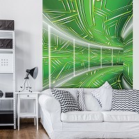 3d флизелиновые фотообои 184x254 см Зеленый коридор Геометрический Туннель (10074V4A)+клей