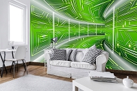 Флизелиновые фотообои 3д 416x254 см Модерный туннель в зеленом цвете (10074VEXXXL) +клей