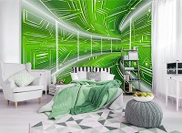 Три де флізелінові 3д фотошпалери 312x219 см Модерний тунель у зеленому кольорі (10074VEXXL) +клей - вид 7 мініатюра