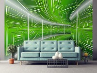 Три де флізелінові 3д фотошпалери 312x219 см Модерний тунель у зеленому кольорі (10074VEXXL) +клей - вид 8 мініатюра