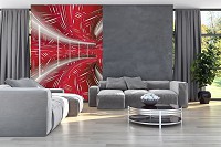 Флізелінові фотошпалери три де 184x254 см Червоний коридор 3D Геометричний Тунель (10075V4A)+клей