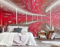 Флизелиновые 3д фотообои на стену 416x254 см Модерный туннель в красном цвете (10075VEXXXL) +клей - вид 6 миниатюра