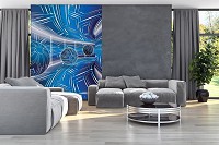 Флизелиновые фотообои абстракция 206x275 см Синий коридор с шарами 3D Геометрический Туннель (10076VEA)+клей