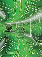 Флизелиновые фотообои абстракция в интерьере 184x254 см Зеленый коридор с шарами 3D Туннель (10077V4A)+клей