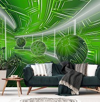 3d флизелиновые фотообои 416x290 см Модерный туннель в зеленом цвете с шарами (10077VEXXXXL) +клей - вид 11 миниатюра