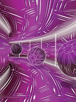 Флизелиновые фотообои круги 184x254 см Розовый коридор с шарами 3D Геометрический Туннель (10078V4A)+клей