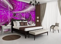 Флизелиновые фотообои 3д 368x254 см Модерный туннель в пурпурном цвете с шарами (10078V8) +клей