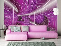 Современные 3d флизелиновые фотообои Розовый коридор с шарами Геометрический Туннель (10078V)+клей