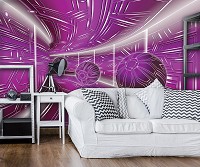 Флизелиновые 3д фотообои абстракция 416x290 см Модерный туннель в пурпурном цвете с шарами (10078VEXXXXL) +клей