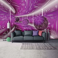Флизелиновые фотообои 3d абстракция 368x280 см Модерный туннель в пурпурном цвете с шарами (10078V10) +клей