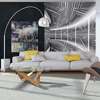 Флизелиновые фотообои 3 д 184x254 см Графитовый коридор Геометрический туннель (10080V4A)+клей