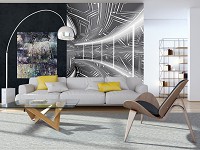 3d флизелиновые фотообои 206x275 см Графитовый коридор Геометрический туннель (10080VEA)+клей