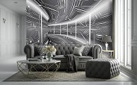 Флизелиновые фотообои 3 д Графитовый коридор Геометрический туннель (10080V)+клей - вид 6 миниатюра