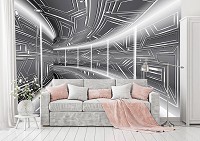 Флизелиновые фотообои 3 д Графитовый коридор Геометрический туннель (10080V)+клей