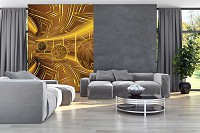 Флизелиновые фотообои 3д круги Геометрический туннель 206x275 см Желтый коридор с шарами (10081VEA)+клей - вид 5 миниатюра