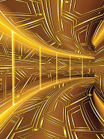 Флізелінові фотошпалери абстракція 184x254 см Жовтий коридор 3д Геометричний тунель (10082V4A)+клей - вид 1 мініатюра