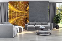 Флізелінові фотошпалери абстракції на стіні 206x275 см Жовтий коридор 3д Геометричний тунель (10082VEA)+клей - вид 5 мініатюра