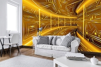 Флизелиновые фотообои 3d 368x254 см Модерный туннель в желтом цвете (10082V8) +клей