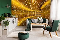 Флизелиновые фотообои три де 312x219 см 3д Модерный туннель в желтом цвете (10082VEXXL) +клей