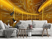3д флизелиновые фотообои 416x290 см Модерный туннель в желтом цвете (10082VEXXXXL) +клей