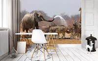 Флизелиновые фотообои для спальни 312x219 см Сафари - Африканские животные на водопое (10093VEXXL)+клей