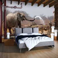 Красивая природа флизелиновые фотообои 416x254 см Сафари - Африканские животные на водопое (10093VEXXXL)+клей - вид 10 миниатюра