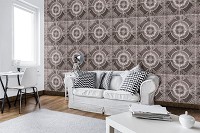 Флизелиновые фотообои абстракция на стену 520x318 см Мозаика на плитке с узорами в сером цвете (10100VEXXXXXL) +клей