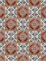 Красиві флізелінові фотошпалери абстракції 206x275 см Геометричний східний орнамент Біла та червона мозаїка під плитку (10102VEA)+клей - вид 1 мініатюра