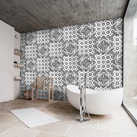 Абстракция флизелиновые фотообои 520x318 см Мозаика в черно-белом цвете на плитке с узорами (10105VEXXXXXL) +клей