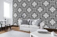 Светлые флизелиновые фотообои 460x300 см Мозаика под плитку с узорами (10106V12) +клей
