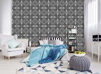 Флизелиновые фотообои с геометрическим рисунком 416x290 см Мозаика в черно-сером цвете с узорами (10107VEXXXXL) +клей