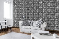 Геометрия на флизелиновых фото обоях 520x318 см Мозаика в черно-сером цвете с узорами (10107VEXXXXXL) +клей