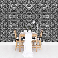 Флизелиновые фотообои абстракция Красивая черно-белая мозаика с геометрическим орнаментом под плитку (10107V)+клей