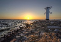 Флизелиновые 3д фотообои природа пейзаж 254x184 см Ландшафт Ветряная Мельница Море Солнце (10110V4)+клей - вид 1 миниатюра