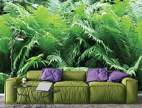 3д флізелінові фотошпалери 416x254 см Зелені папороті Ботанічні листя (10111VEXXXL)+клей