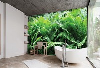 Флизелиновые 3д фотообои с природой в интерьере 254x184 см Зеленые папоротники Ботанические листья (10111V4)+клей