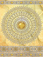 Флизелиновые фотообои абстракция 184x254 см Желтая мандала Индийский орнамент (10117V4A)+клей - вид 1 миниатюра