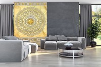 Флизелиновые фотообои абстракция 184x254 см Желтая мандала Индийский орнамент (10117V4A)+клей - вид 5 миниатюра