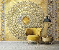 Флизелиновые фотообои восточный узор 368x280 см Мандала в золоте в узорах (10117V10) +клей