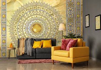 Флизелиновые фотообои восточный узор 460x300 см Мандала в золоте в узорах (10117V12) +клей