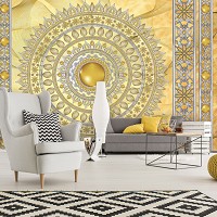 Флизелиновые фотообои восточный узор 368x254 см Мандала в золоте в узорах (10117V8) +клей