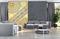 Абстракції флізелінові фотошпалери на стіні 184x254 см Жовті мандали Етнічний орнамент (10118V4A)+клей - вид 5 мініатюра