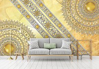 Мистецтво флізелінові фотошпалери 416x254 см Мандала в золоті у візерунках та лініях (10118VEXXXL) +клей