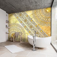 Флизелиновые фотообои в восточном стиле 368x254 см Мандала в золоте в узорах и линиях (10118V8) +клей