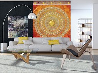 Флизелиновые фотообои в восточном стиле 184x254 см Золотая мандала в красном (10119V4A)+клей