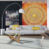 Флизелиновые фотообои в восточном стиле 206x275 см Золотая мандала в красном (10119VEA)+клей