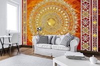 Флізелінові фотошпалери з візерунками Золота мандала в червоному (10119V)+клей